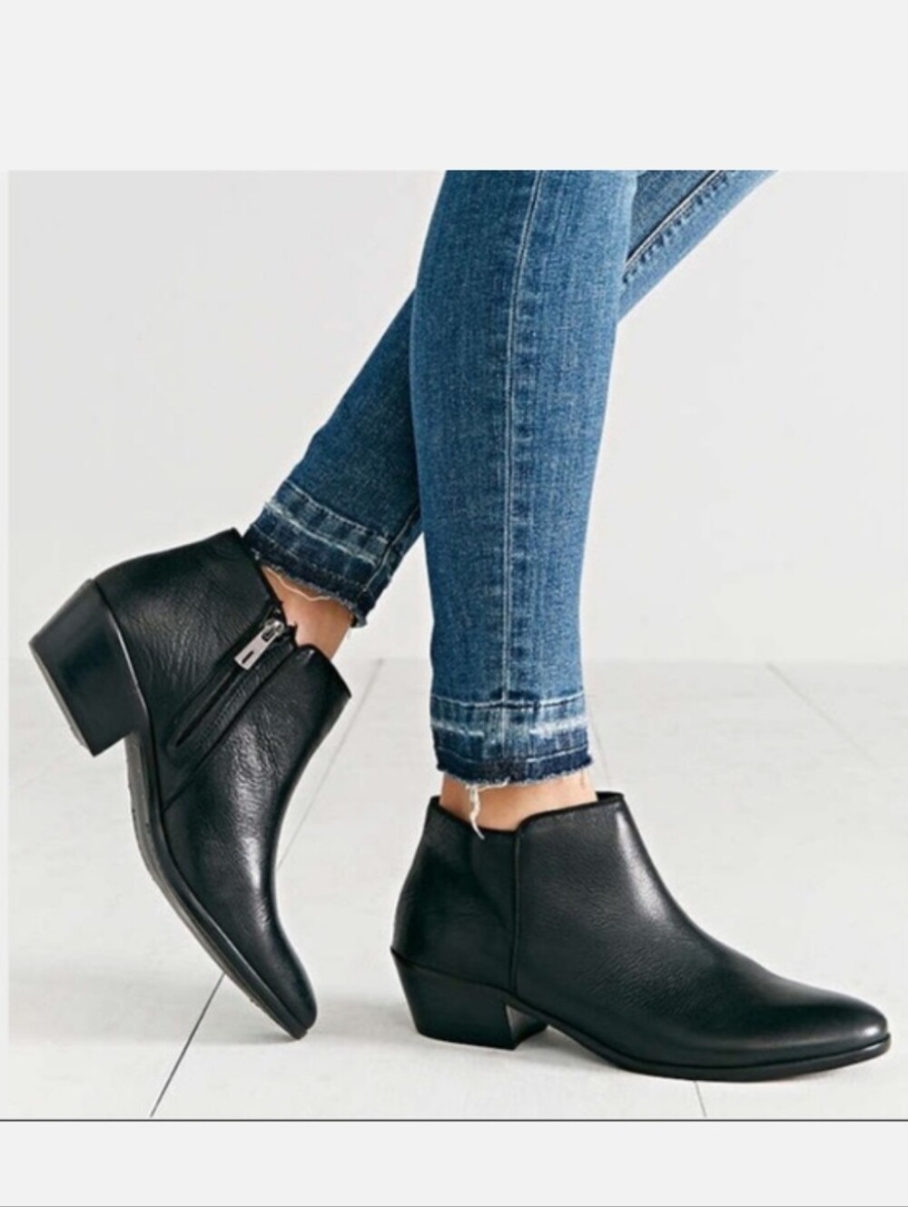 Sam Edelman Petty Classic Black Pebbled Leather Ankle Booties